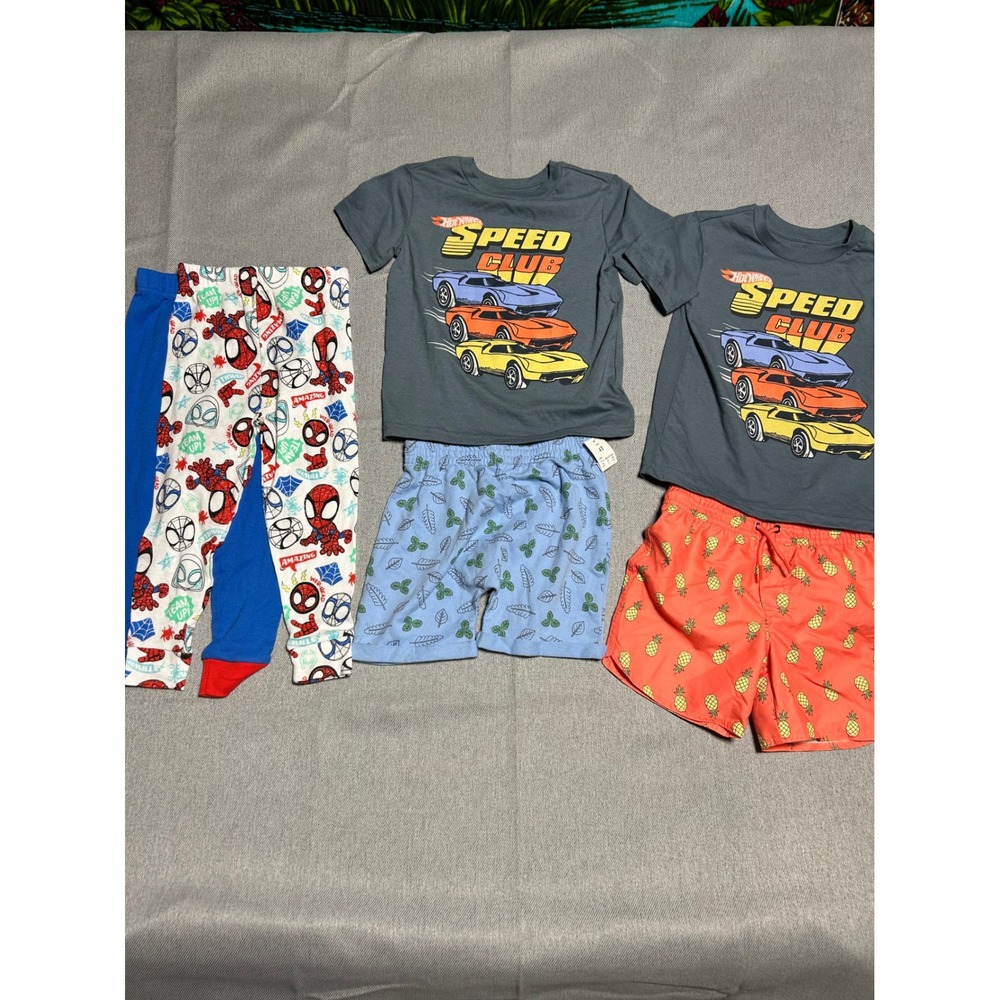 Mixed Brand Boys Clothing Lot‎ 4T Multi Spiderman Hot Wheels Bluey Carters